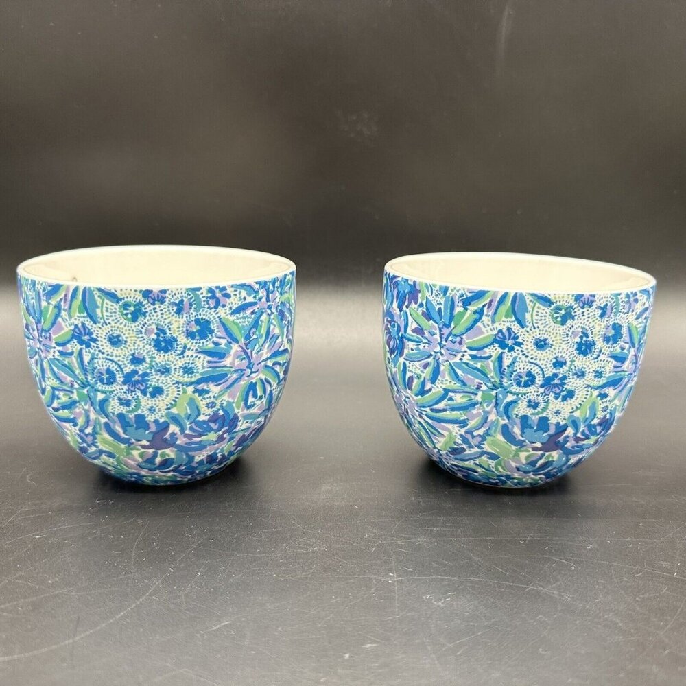 Lilly Pulitzer Mugs Coffee Tea Cups Lion Around Hidden Cat Face Blue Purple - Picture 5 of 11